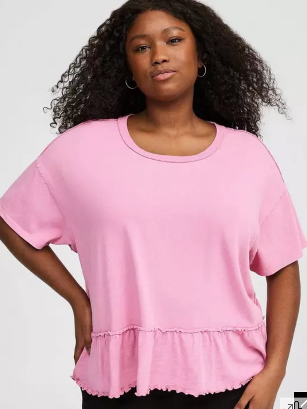 Torrid French Terry Raw Edge Ruffle Sweatshirt Tee Pink Size 1 (1X)